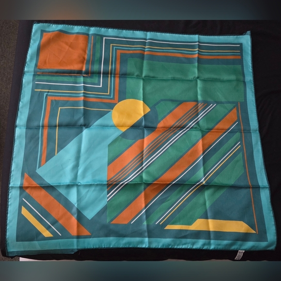 Totes Vibrant Teal and Orange Rain Scarf Vintage - Picture 5 of 7